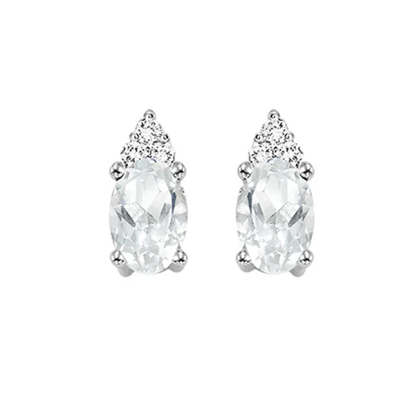 10KT WHITE GOLD DIAMOND (1/20CTW) & WHITE TOPAZ (5/8 CTW) EARRING