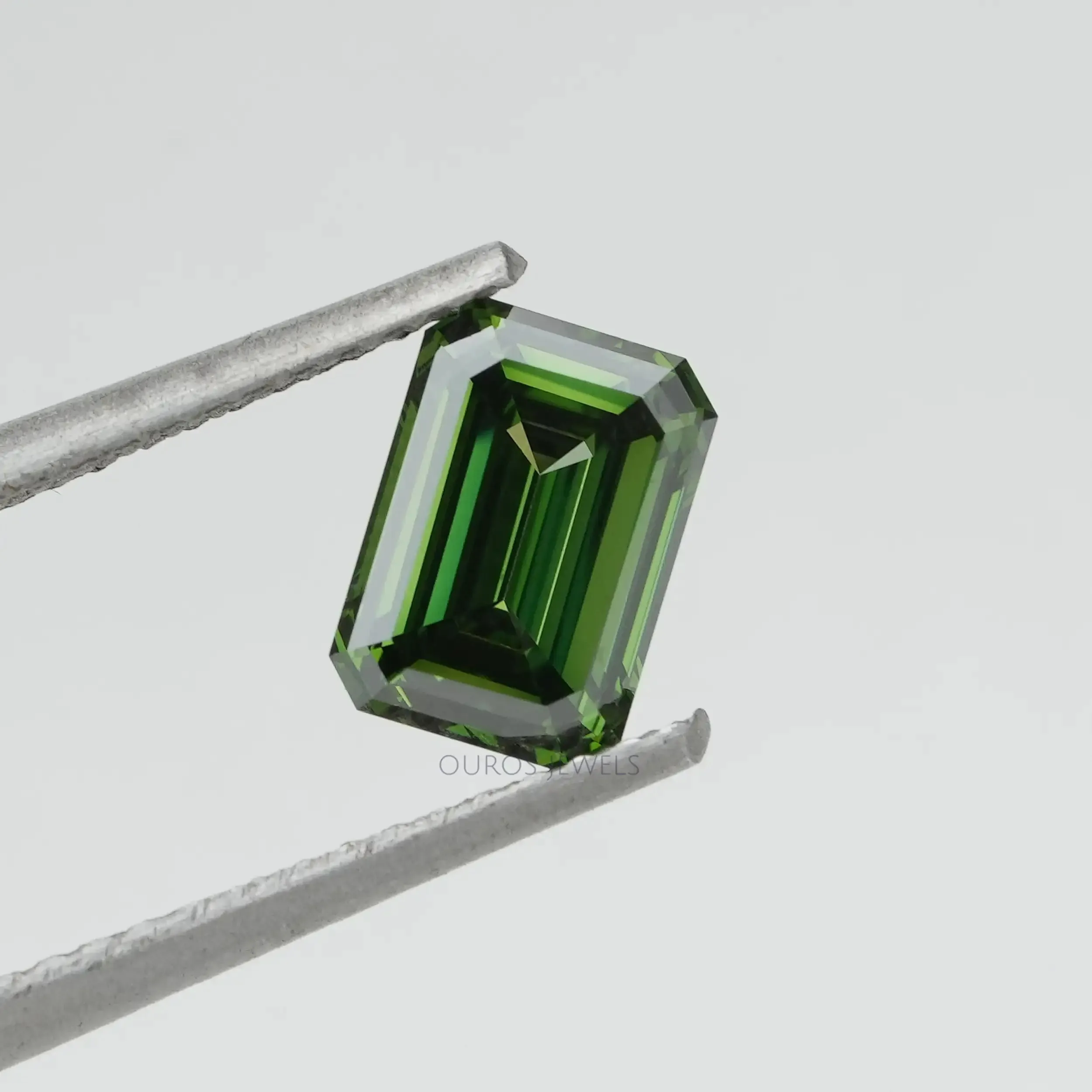 1.15 Carat Green Emerald Cut Lab Grown  Diamond