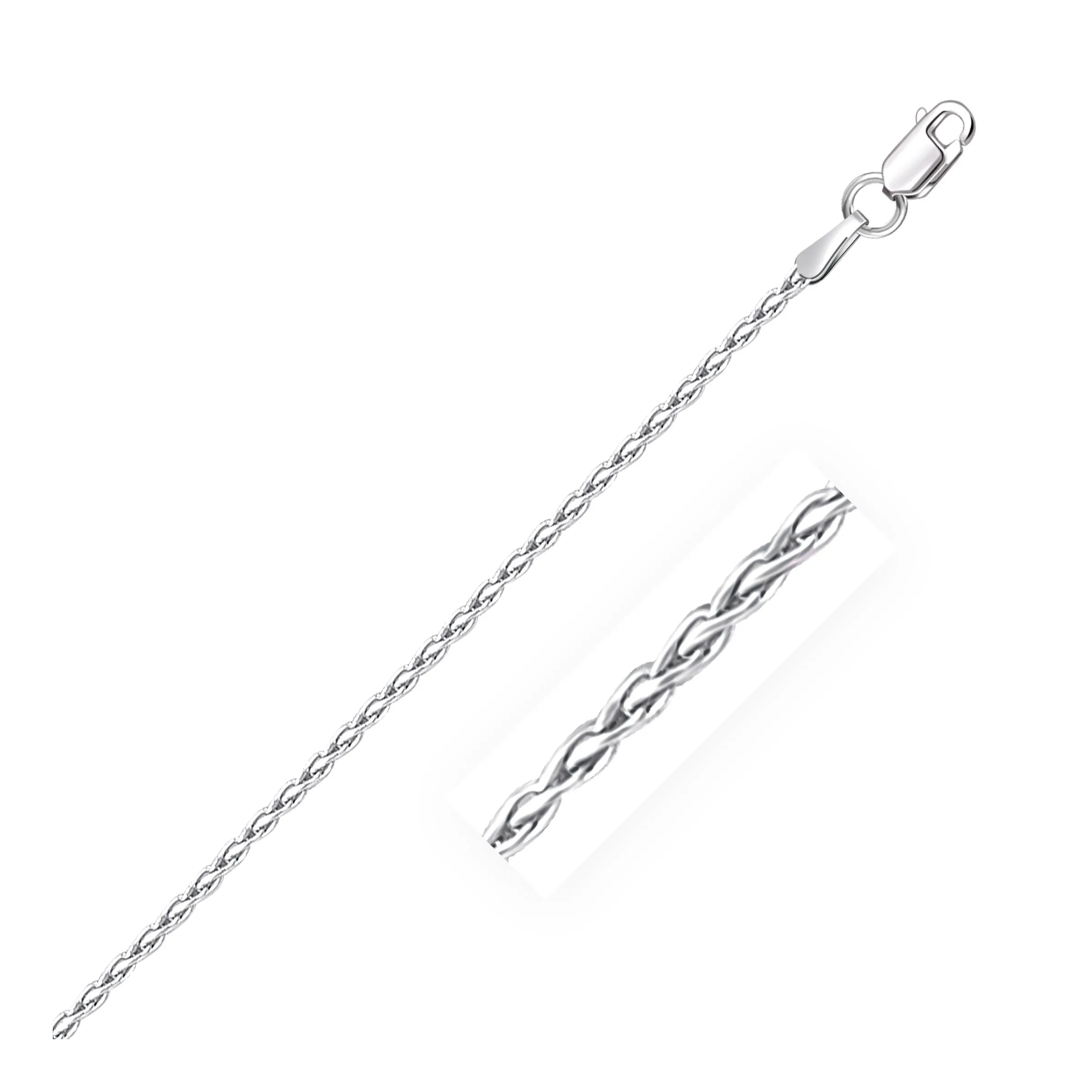 14k White Gold Round Wheat Chain 1.5mm-rx25296-18