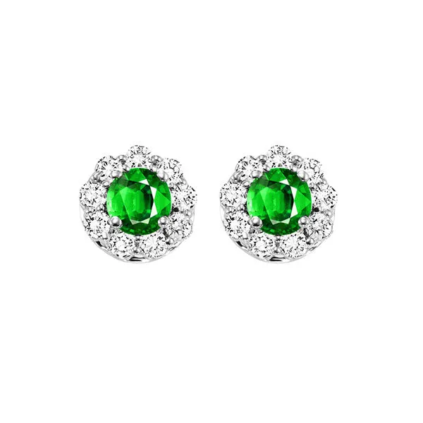 14KT WHITE GOLD DIAMOND (3/4CTW) & EMERALD (1/2 CTW) EARRING