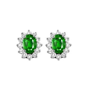 14KT WHITE GOLD DIAMOND (3/8CTW) & EMERALD (7/8 CTW) EARRING