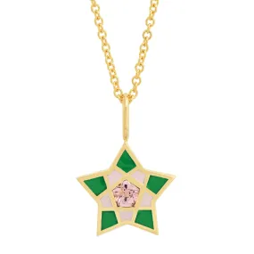 18K YG Kerr Spinel Star Enamel Necklace