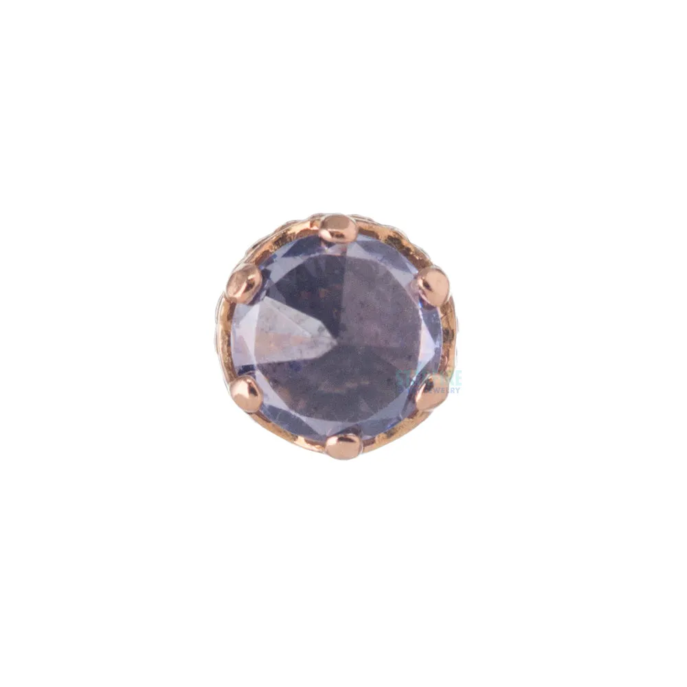 3mm Queen Crown Threaded End in Rose Gold with Reverse-Set Brilliant-Cut Gem