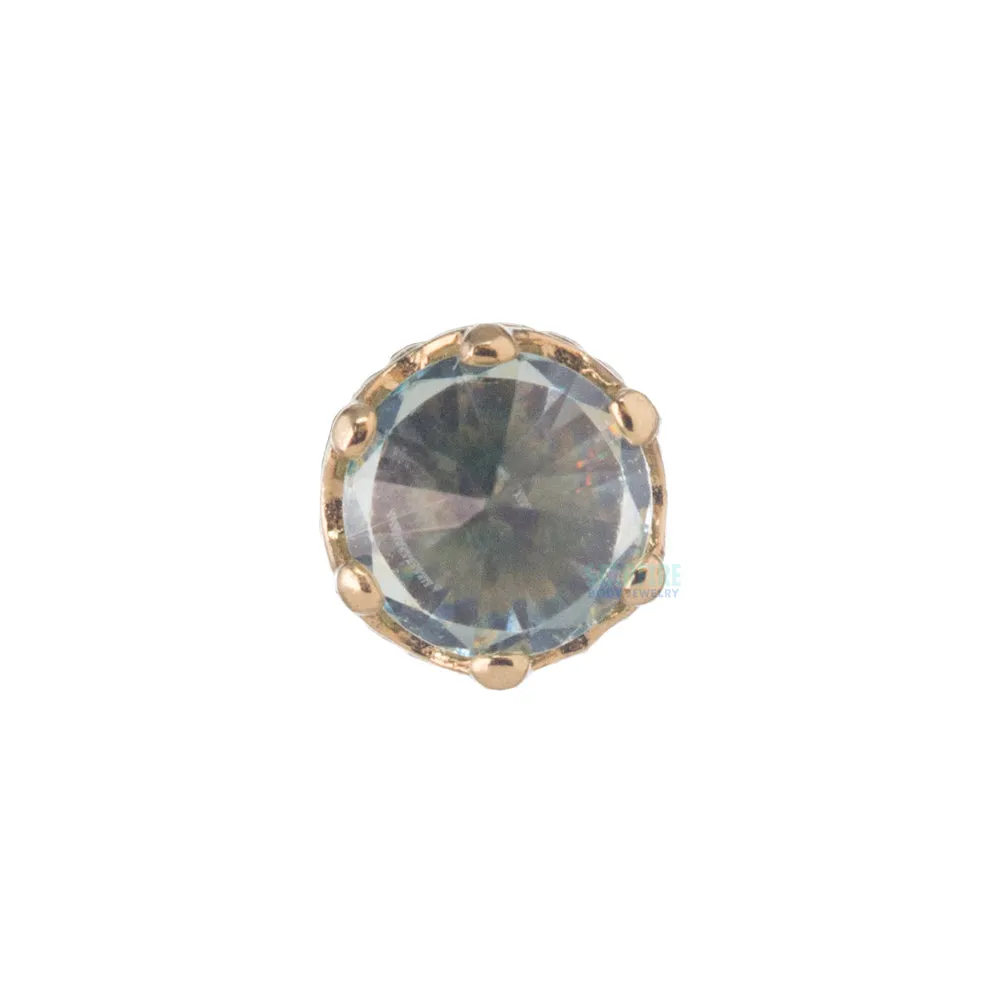 3mm Queen Crown Threaded End in Yellow Gold with Reverse-Set Brilliant-Cut Gem