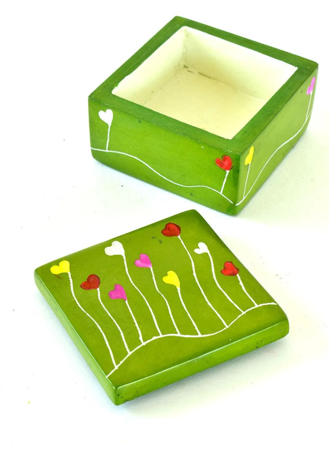 3″ Dreamland Soapstone Box in Garden Green Handmade in Kenya