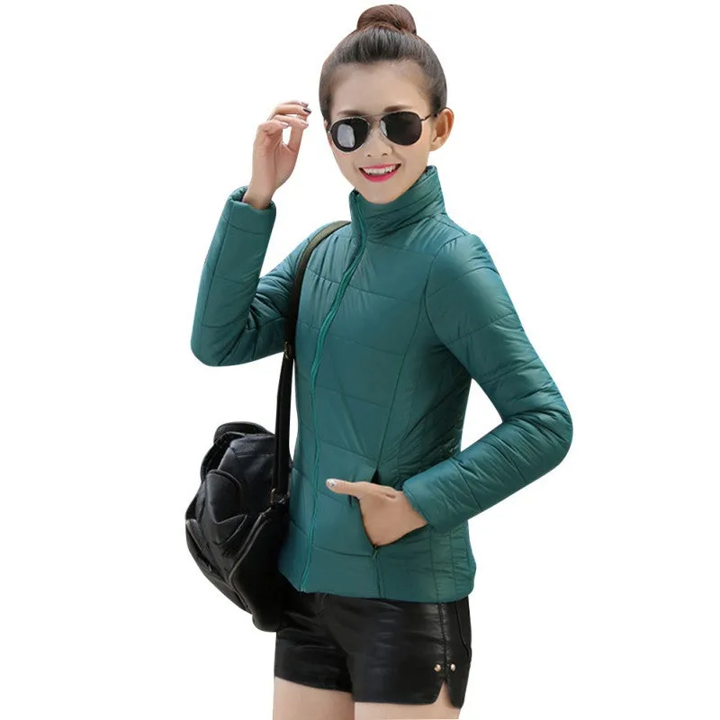 8 Colors Women Warm Ultra Light Cotton Blend Long Sleeve Zipper Jacket Outwear Coat SM6