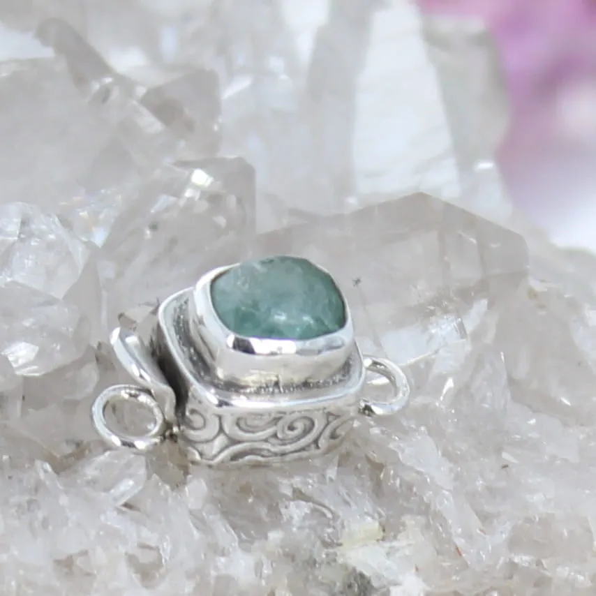 AAA Paraiba Blue Tourmaline Faceted Sterling Clasp Patterned Design