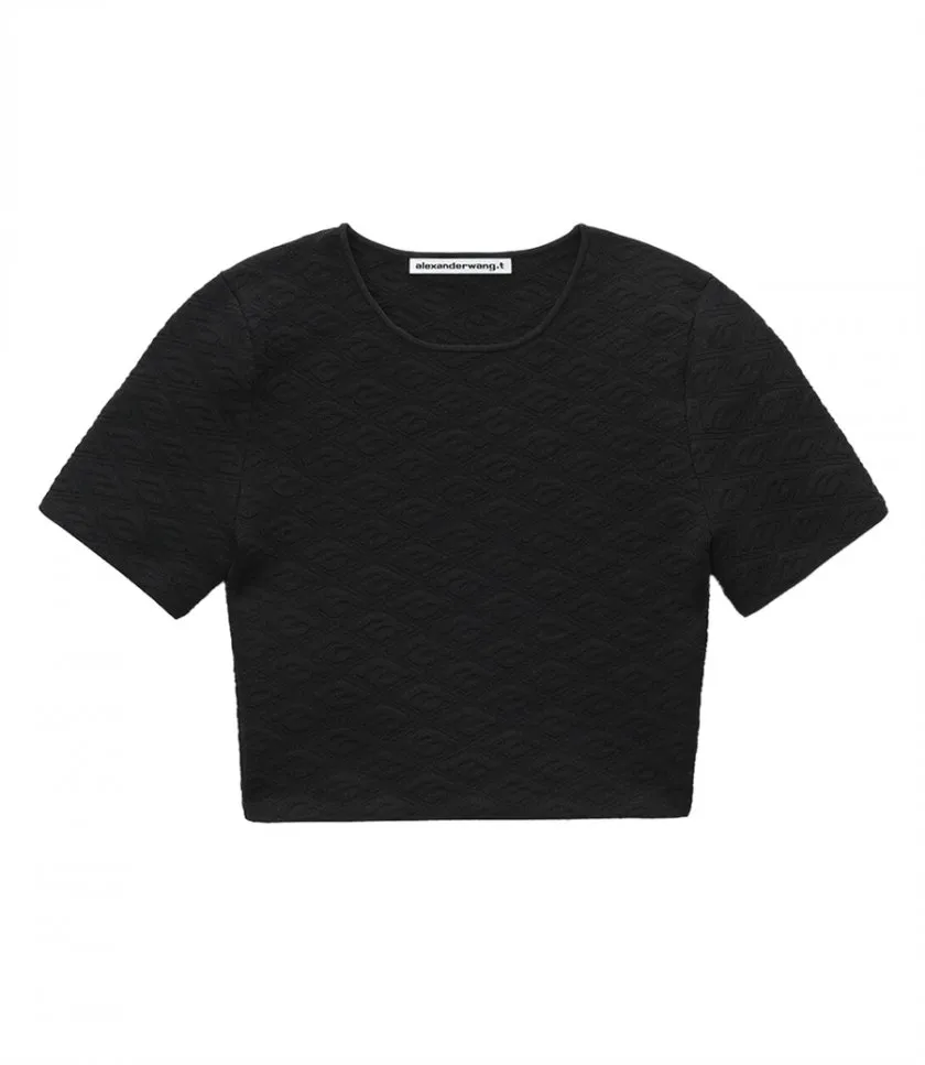 ALEXANDERWANG.TCROPPED TEE IN COMPACT JACQUARD