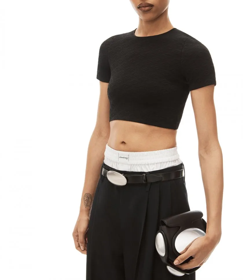 ALEXANDERWANG.TCROPPED TEE IN COMPACT JACQUARD