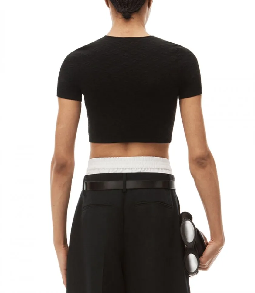 ALEXANDERWANG.TCROPPED TEE IN COMPACT JACQUARD