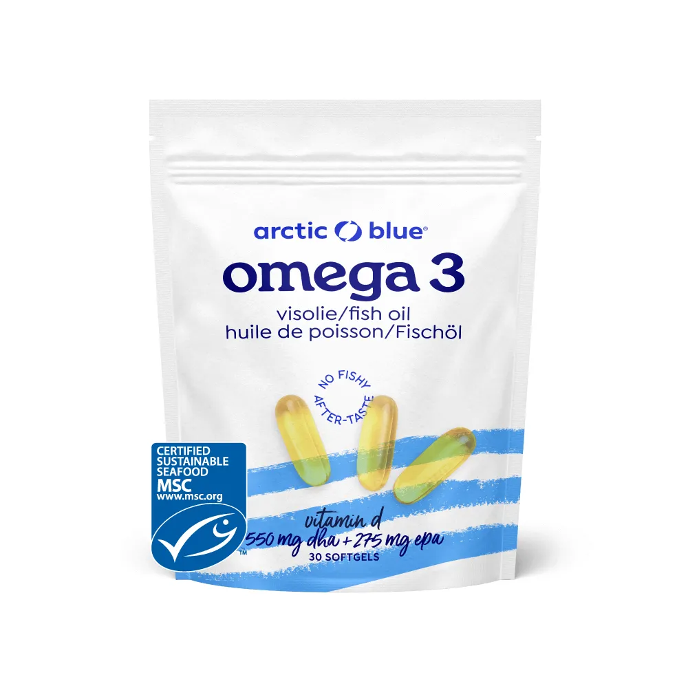 Arctic Blue MSC Omega-3 Fish Oil Softgels with DHA and EPA with Vitamin D3