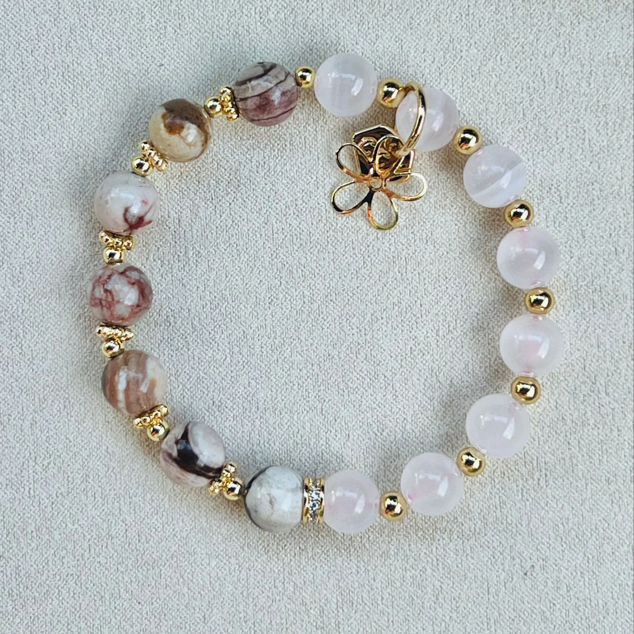 Australian Zebra Jasper & Pink Calcite Baby Bracelet