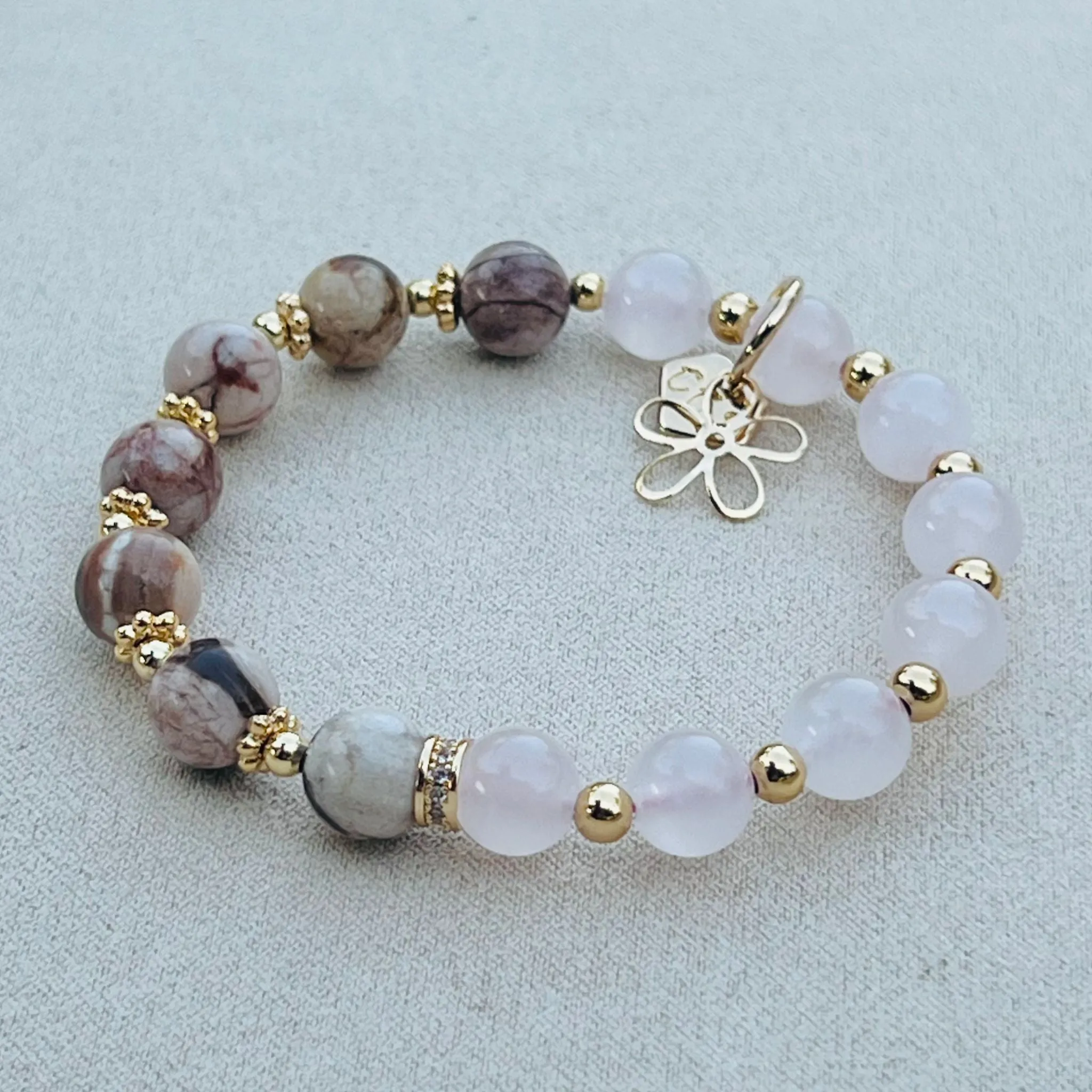 Australian Zebra Jasper & Pink Calcite Baby Bracelet