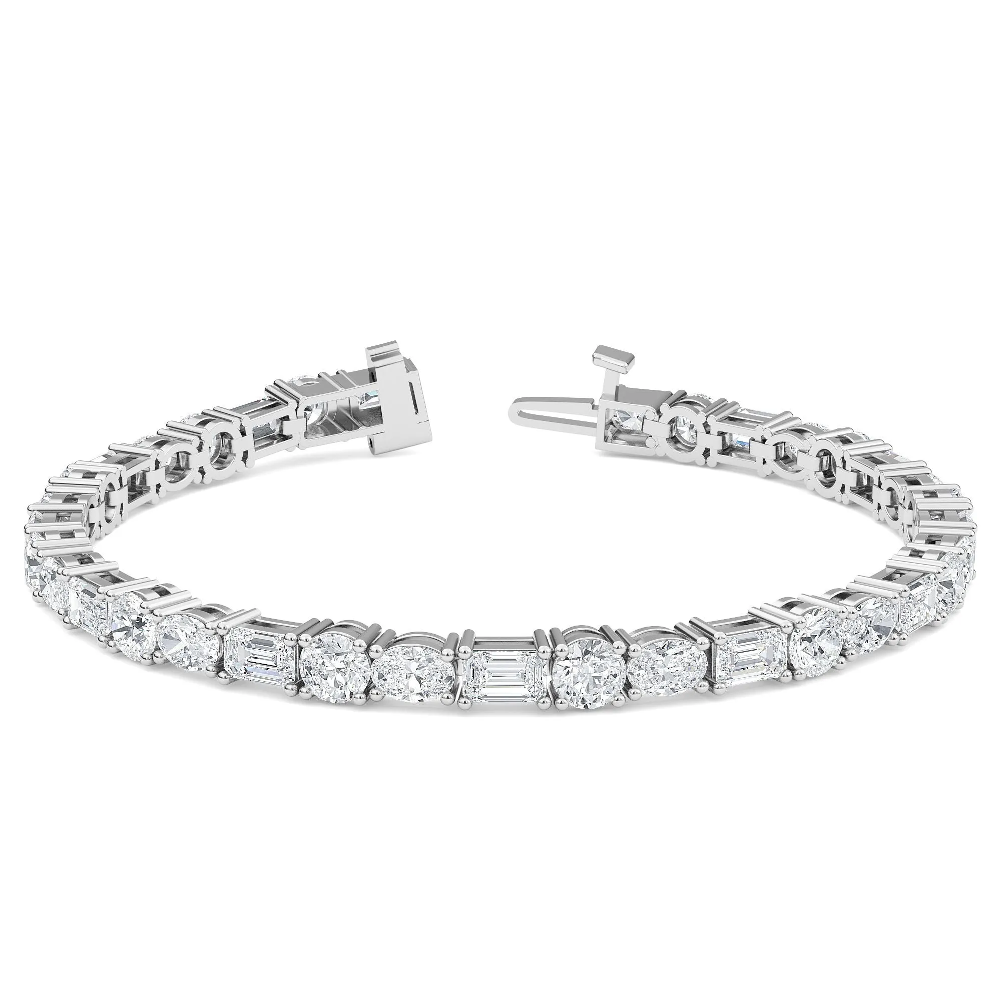 AUTRE - 14k White Gold 7.00ct Lab Grown Diamond Oval, Round and Emerald Cut Tennis Bracelet