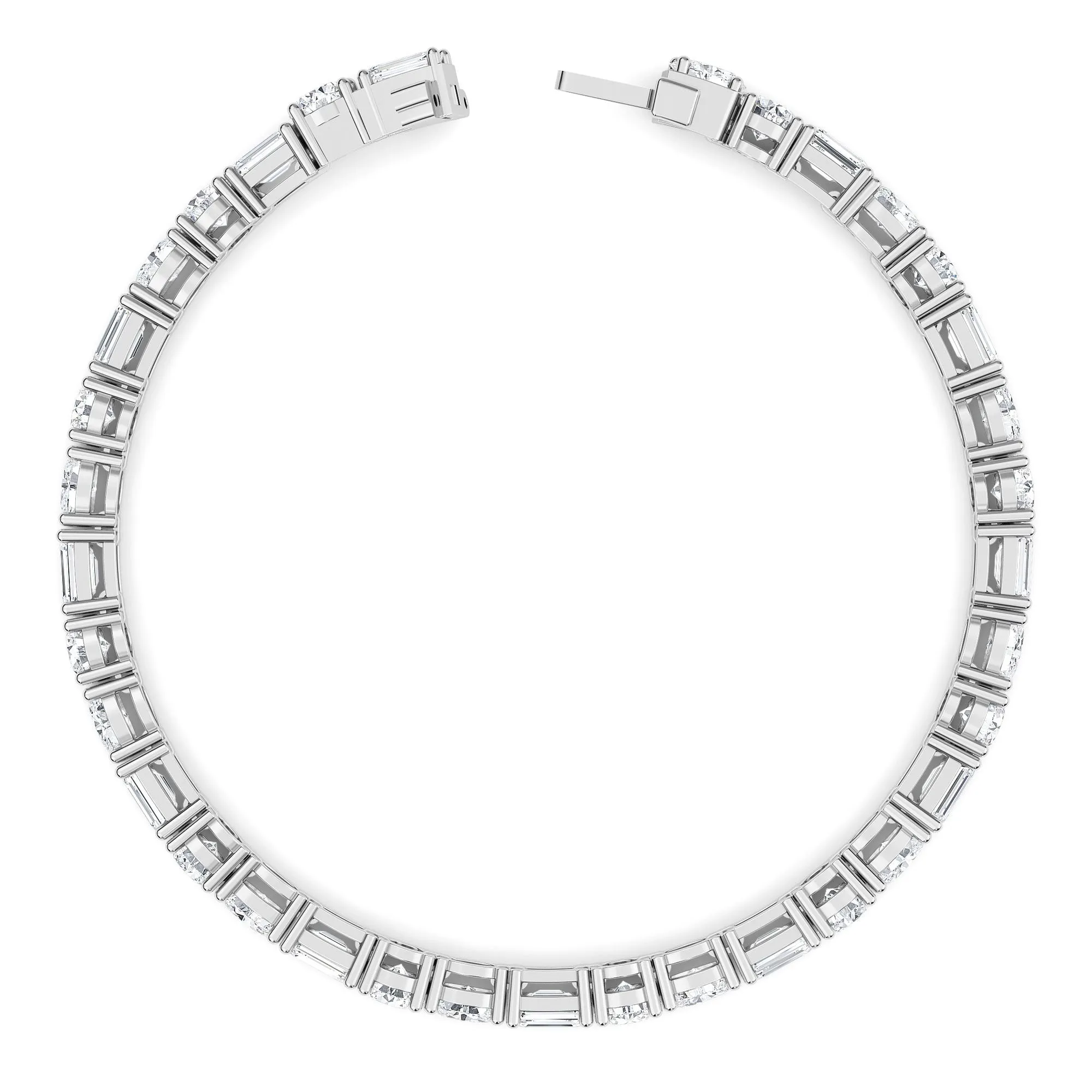 AUTRE - 14k White Gold 7.00ct Lab Grown Diamond Oval, Round and Emerald Cut Tennis Bracelet