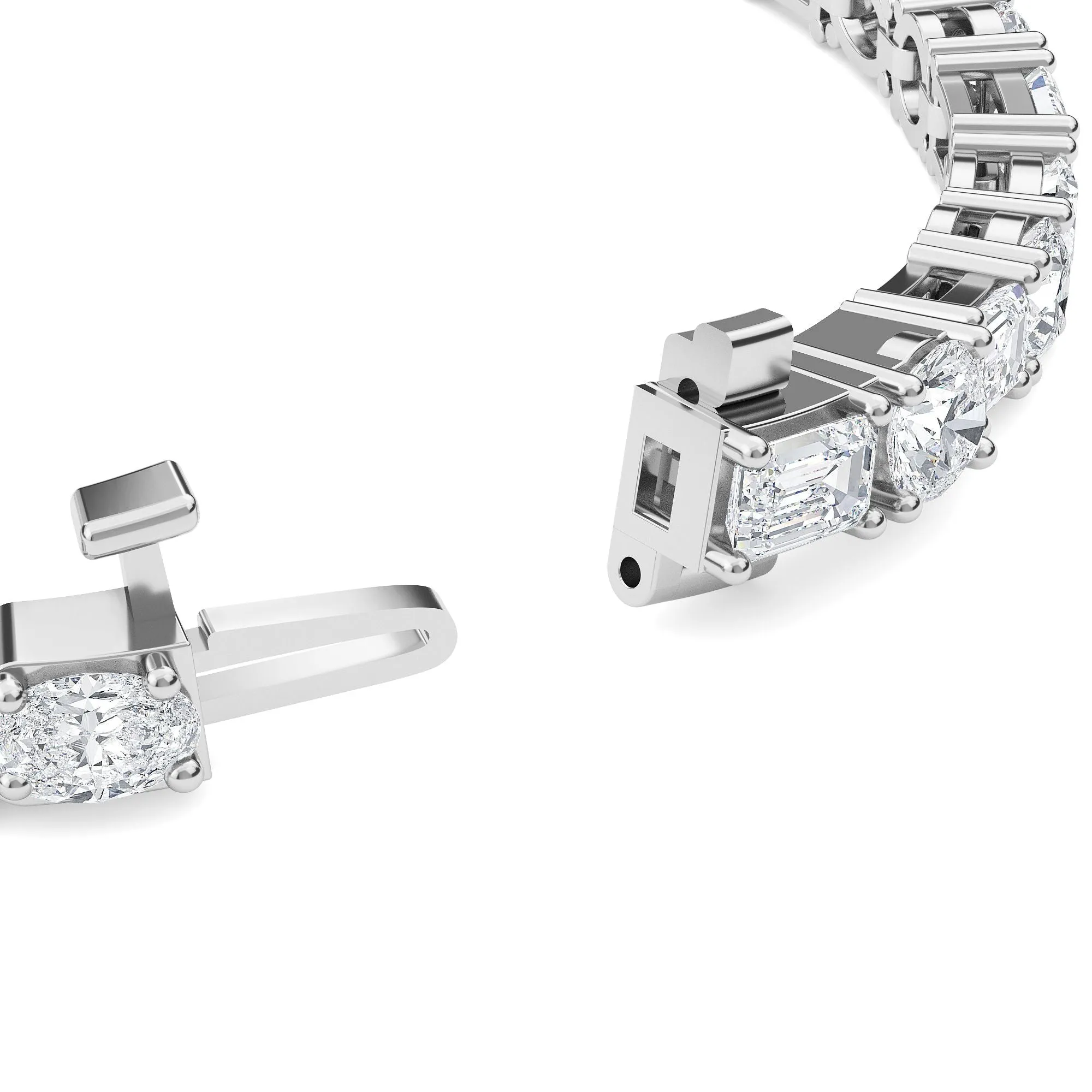 AUTRE - 14k White Gold 7.00ct Lab Grown Diamond Oval, Round and Emerald Cut Tennis Bracelet