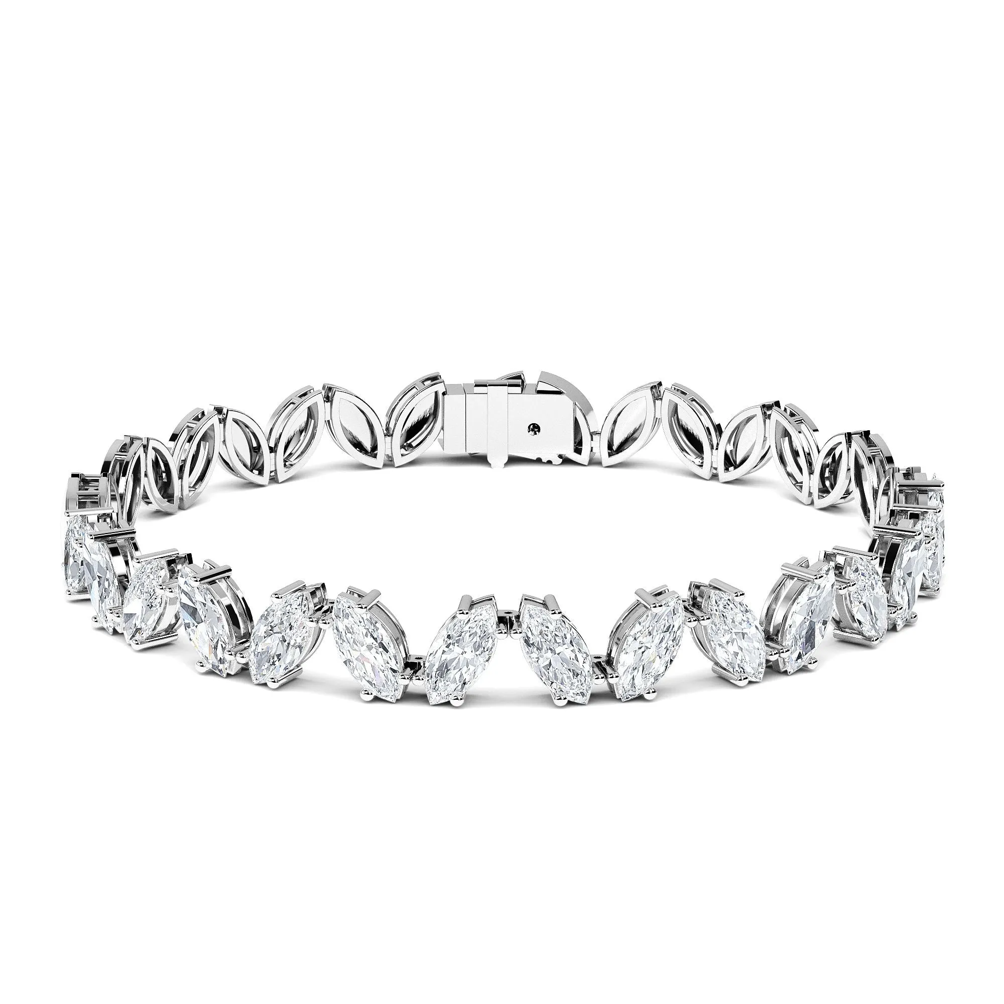 AUTRE - 14k White Gold 8.00ct Lab Grown Diamond Marquis Tennis Bracelet