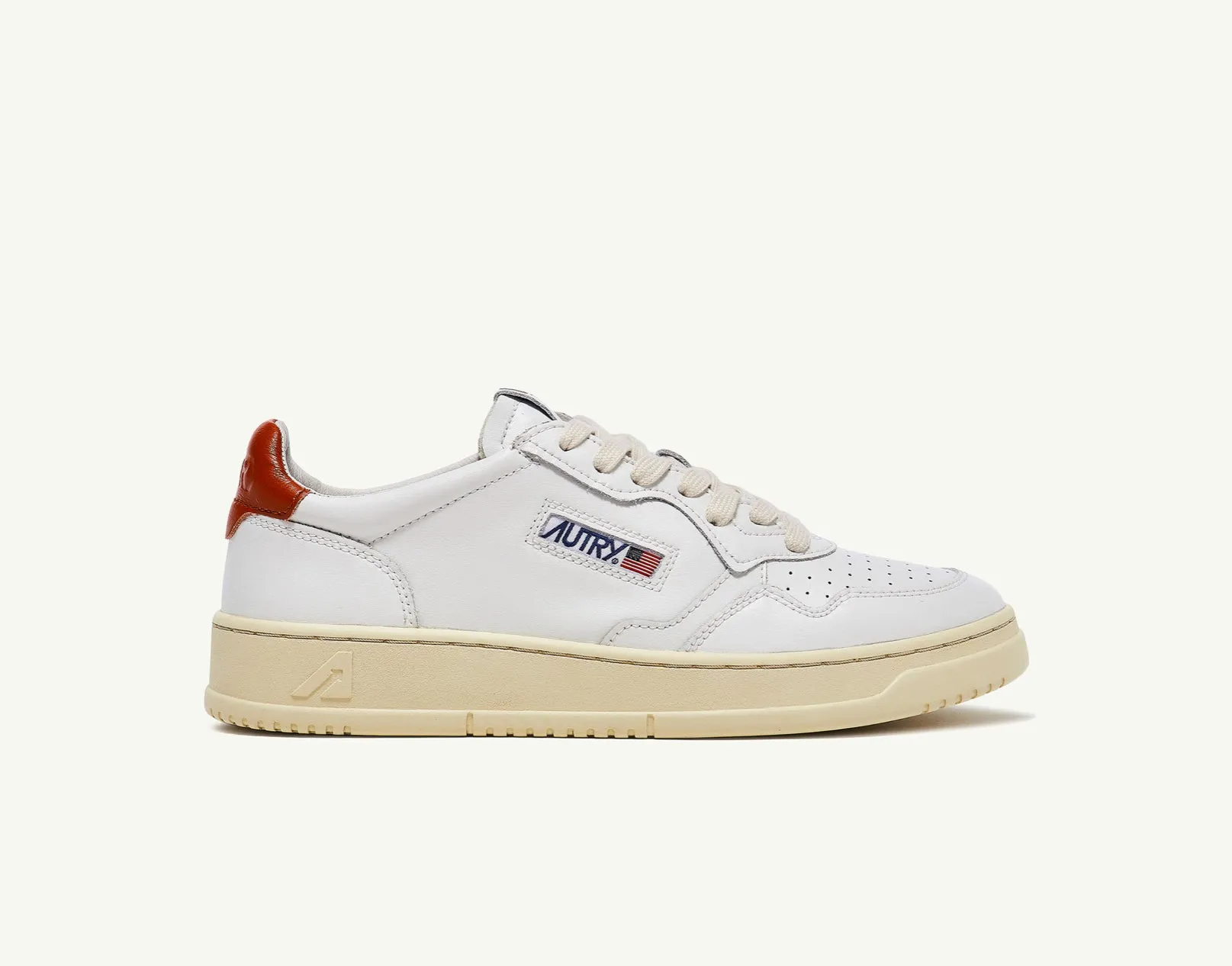 Autry Action Shoes Low Man Leather - White & Rust