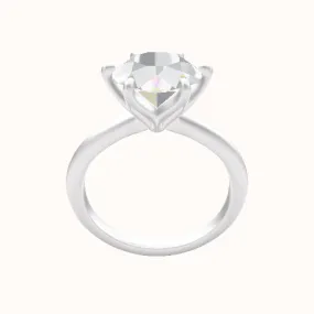 Beveled Solitaire Engagement Ring With Petal Six Prong Head