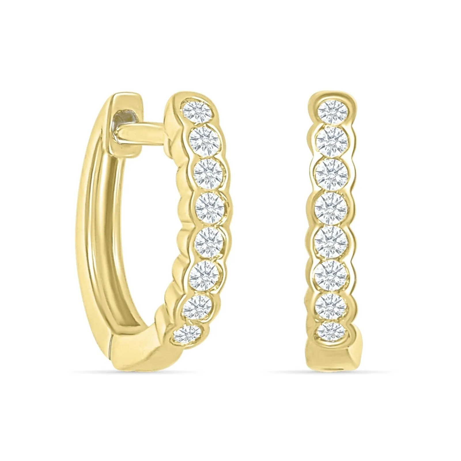 Bezel Set Diamond Hoop Earrings