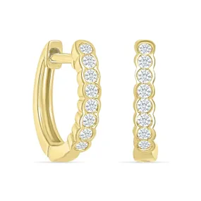 Bezel Set Diamond Hoop Earrings