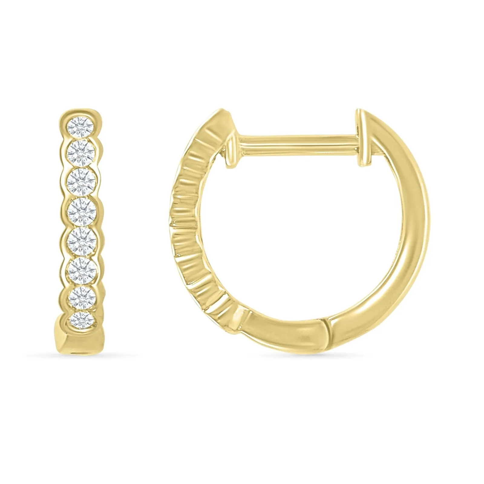 Bezel Set Diamond Hoop Earrings