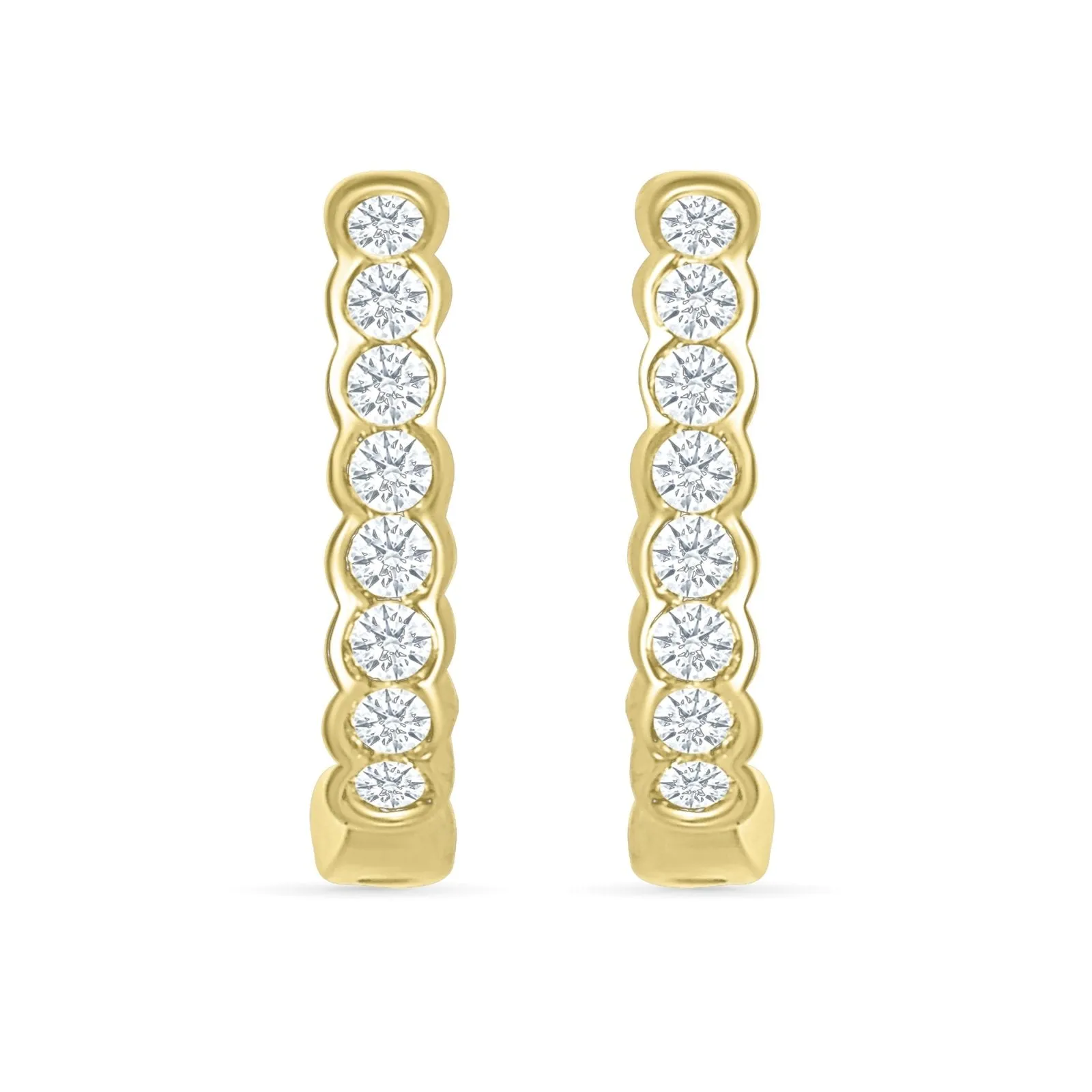 Bezel Set Diamond Hoop Earrings