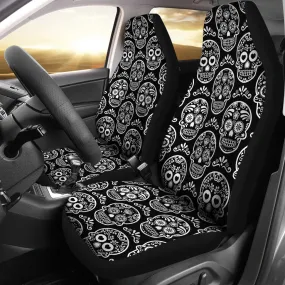 Black and White Sugar Skull Universal Car Seat Covers