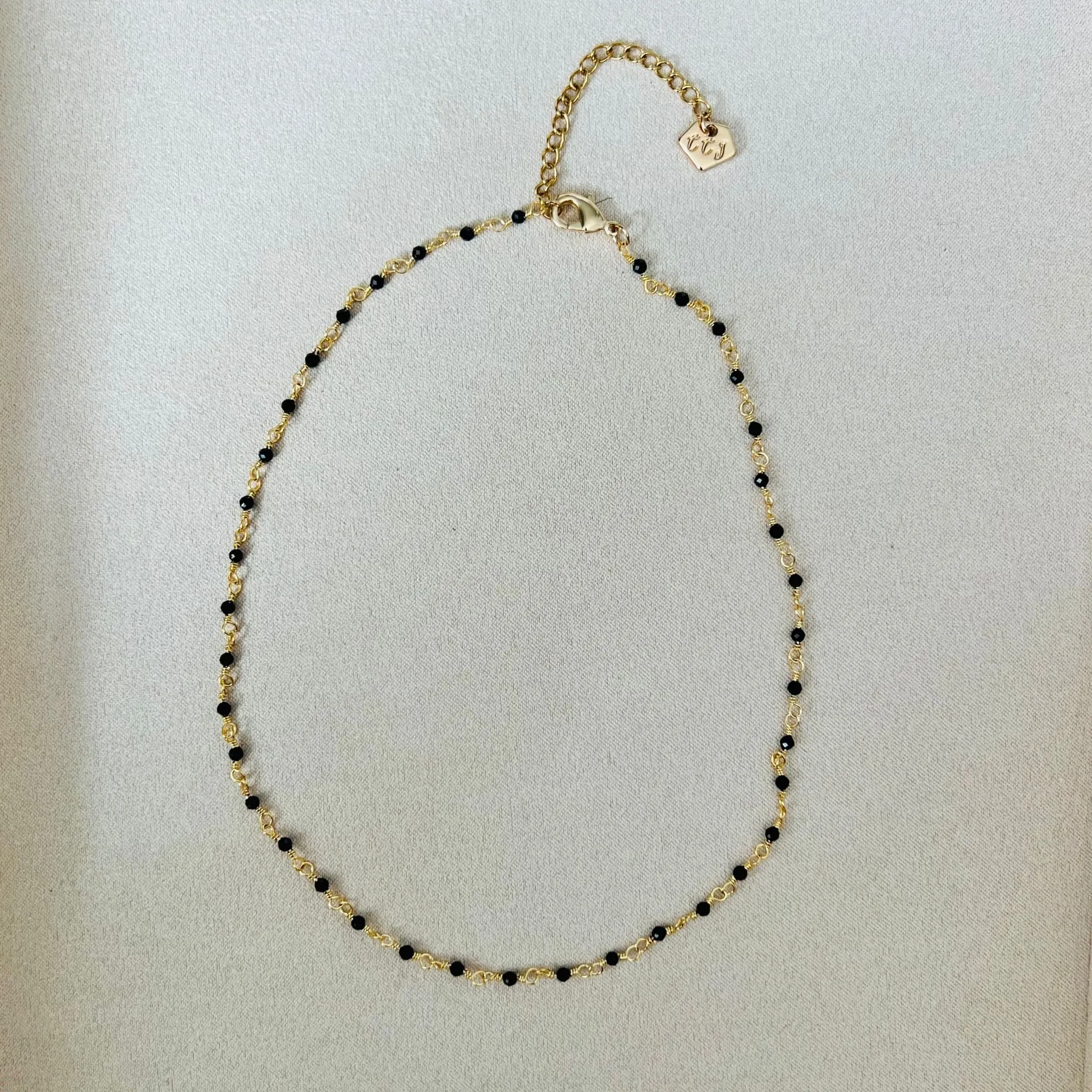 Black Spinel Choker Necklace GHW