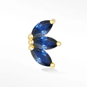 Blue Sapphire Flat Back Earring Baby Lotus 14k Yellow