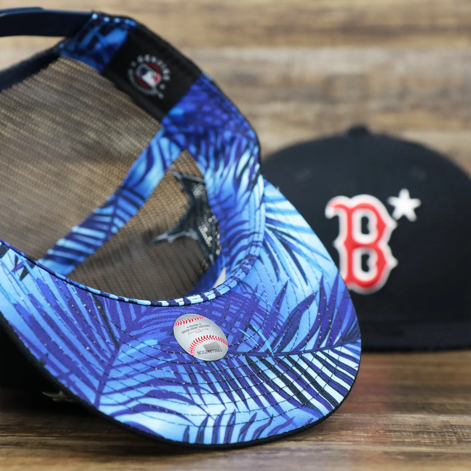 Boston Red Sox Metallic All Star Game MLB 2022 Side Patch 9Fifty Mesh Snapback | ASG 2022 Navy Trucker Hat