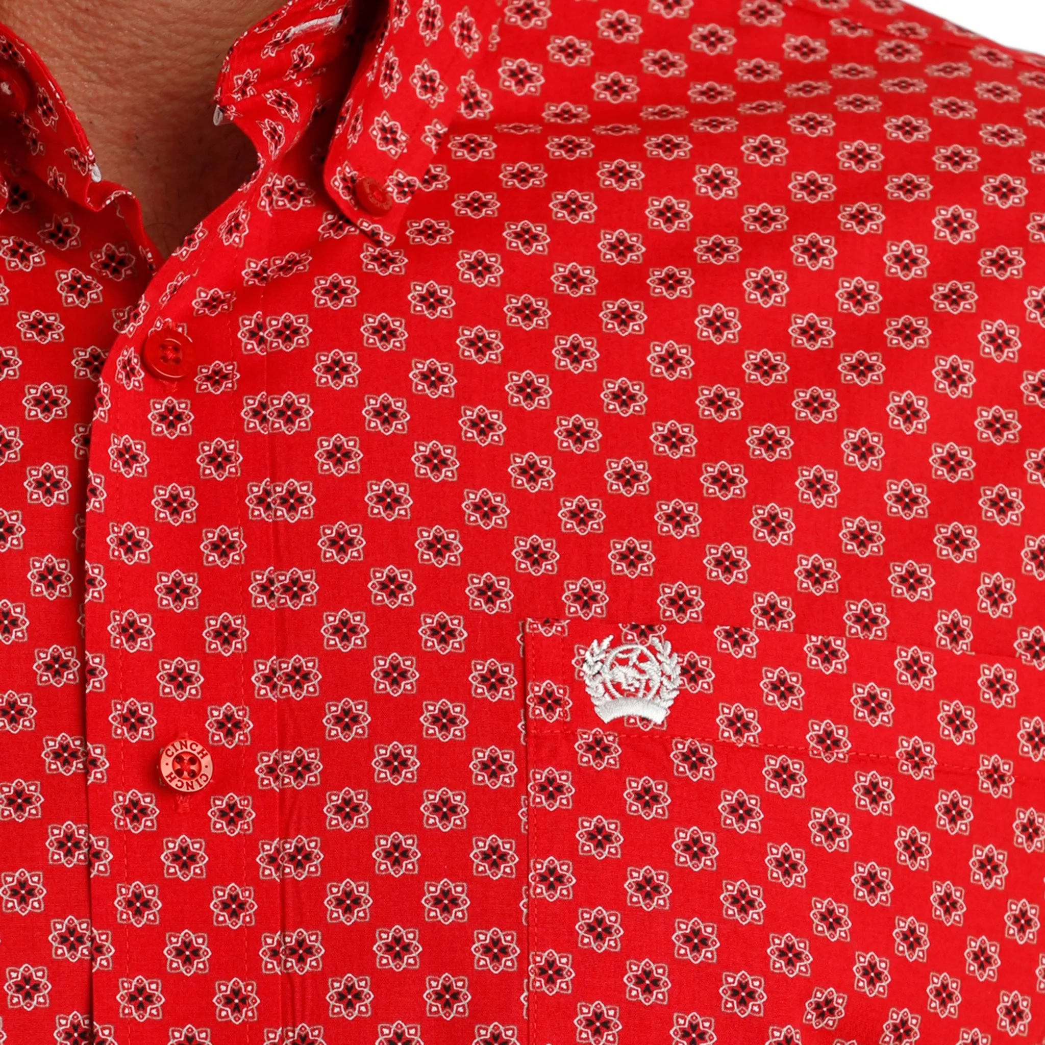 Cinch Men's Red Print Long Sleeve