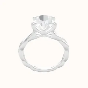 Cobra solitaire Twist Engagement Ring With Double Prongs Head