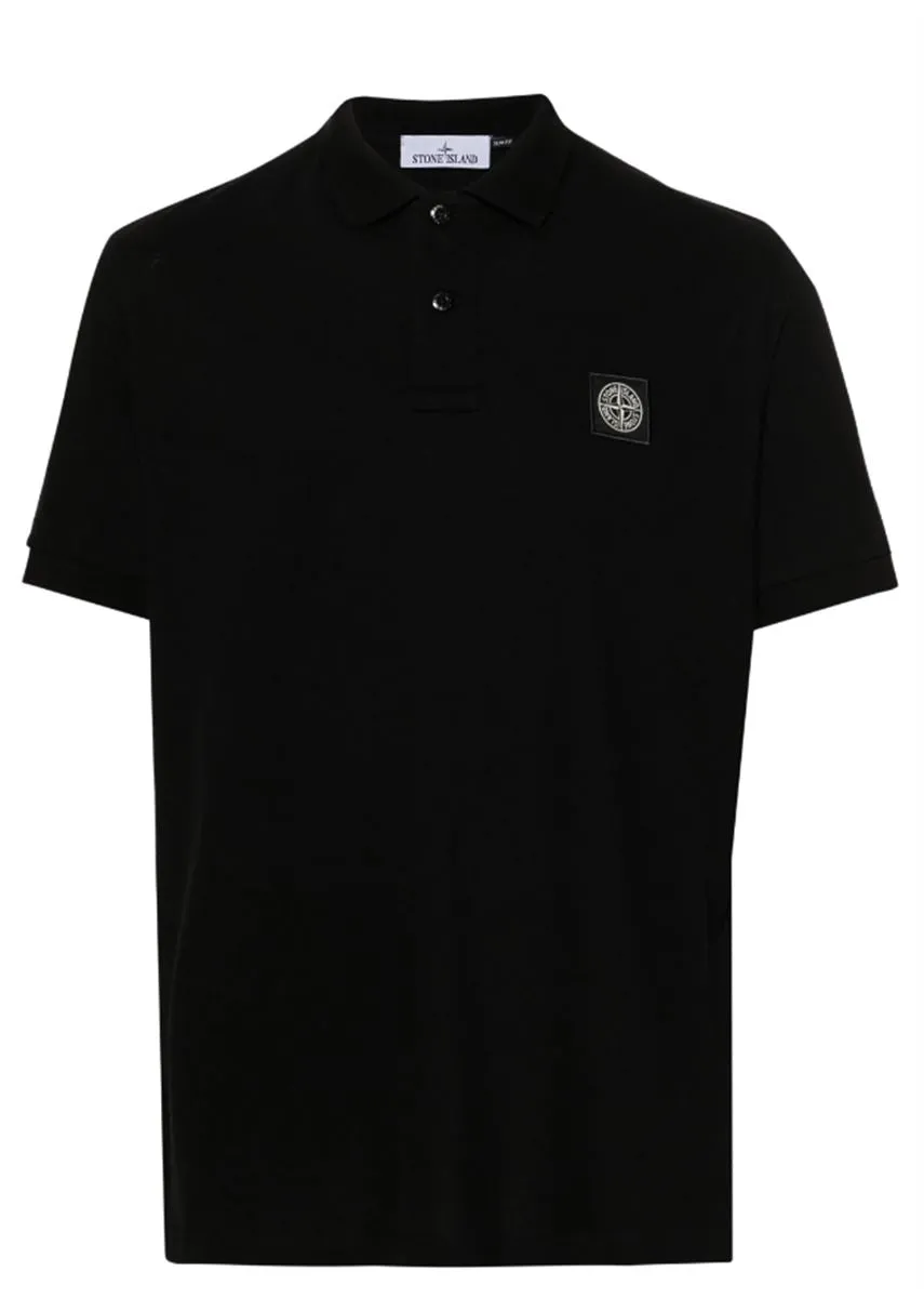 COMPASS-PATCH PIQU POLO SHIRT