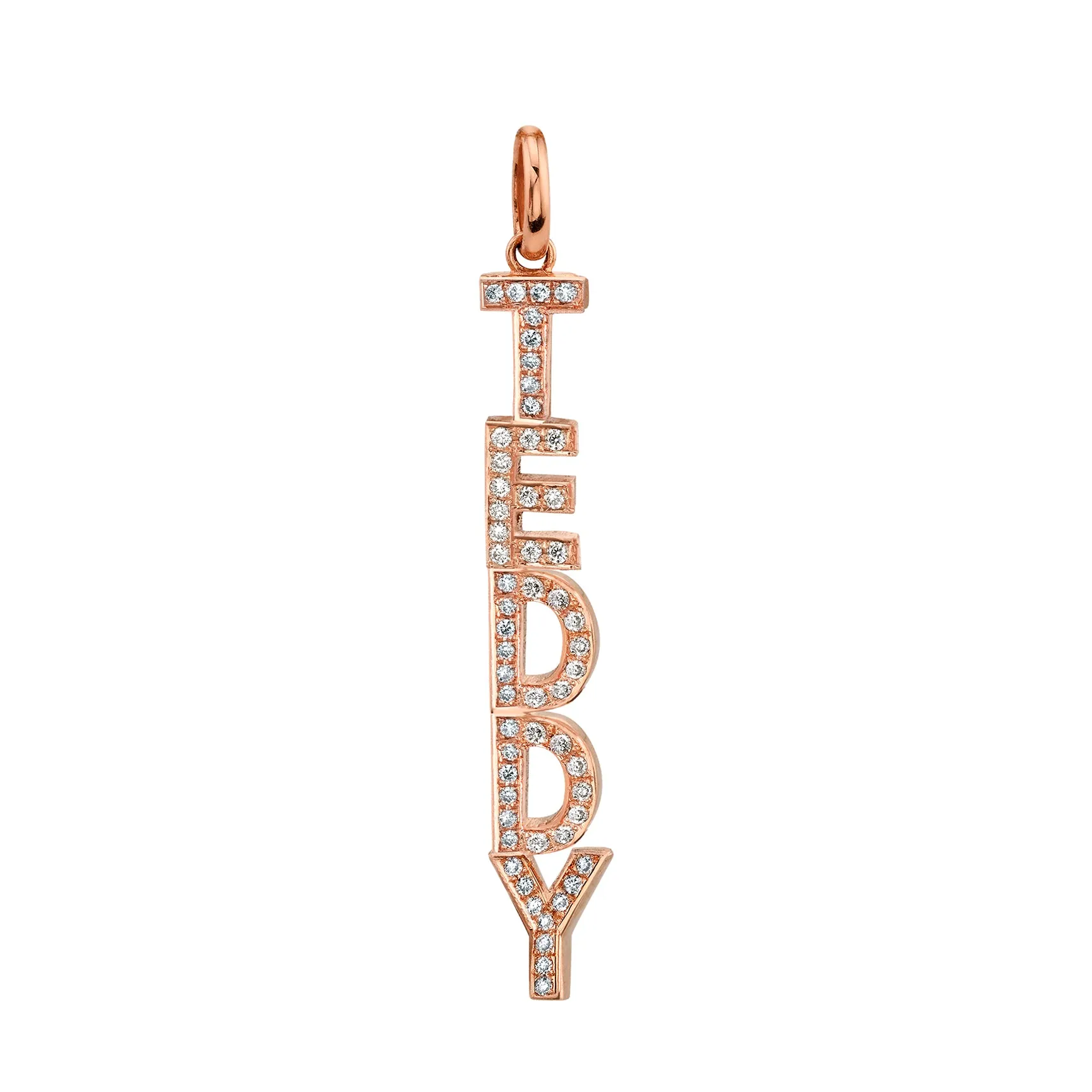 Custom Letter Pendant - White Diamond / 14k Rose Gold