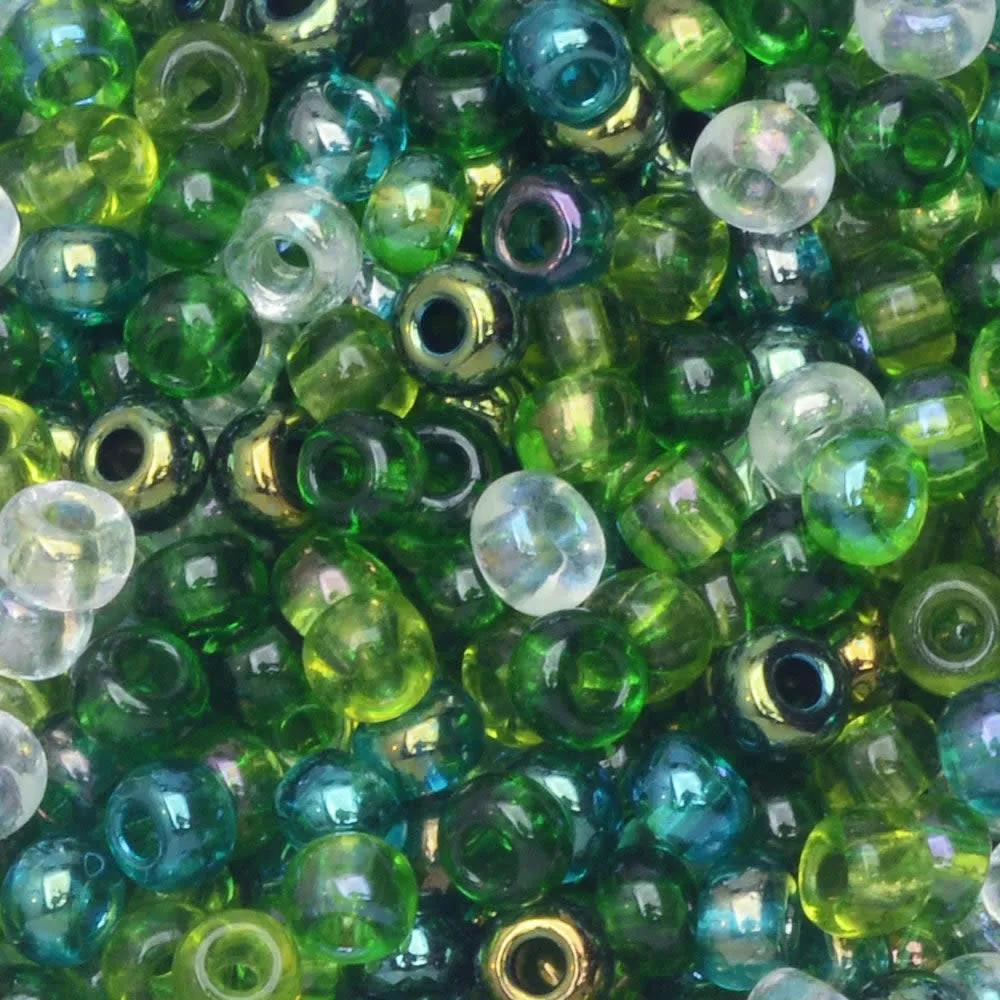 Czech Glass Seed Beads, 8/0 Round, Evergreen Mix (22 Gram Tube)