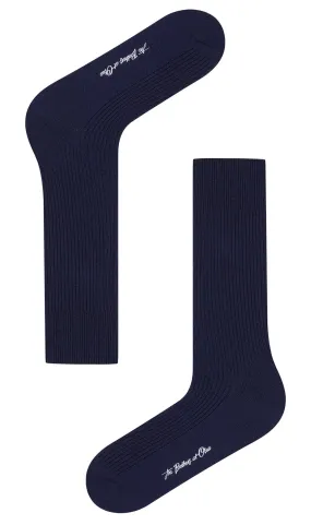 Dark Midnight Navy Blue Ribbed Socks