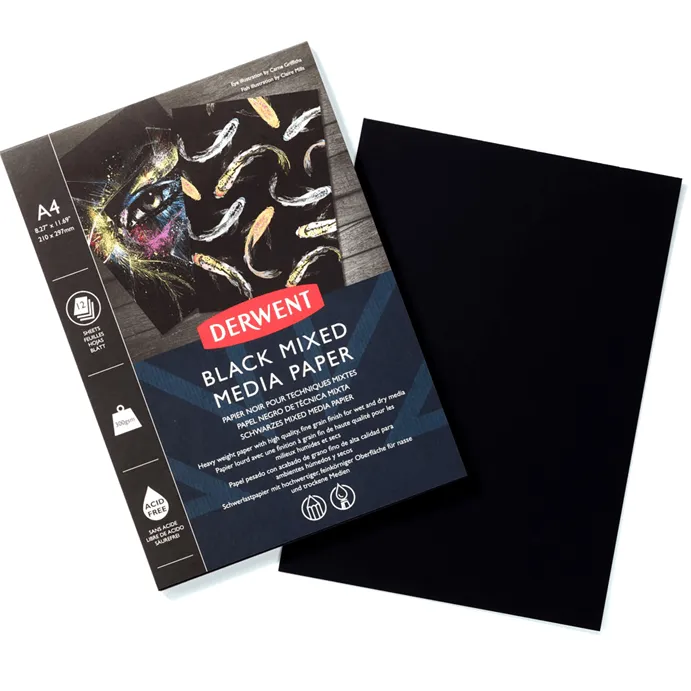 Derwent Black Mixed Media Pad 300gsm 12 Sheets A4