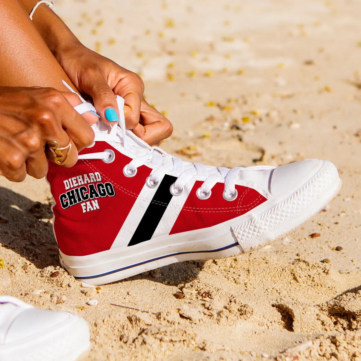 Diehard Chicago Fan Sports High Top Shoes White