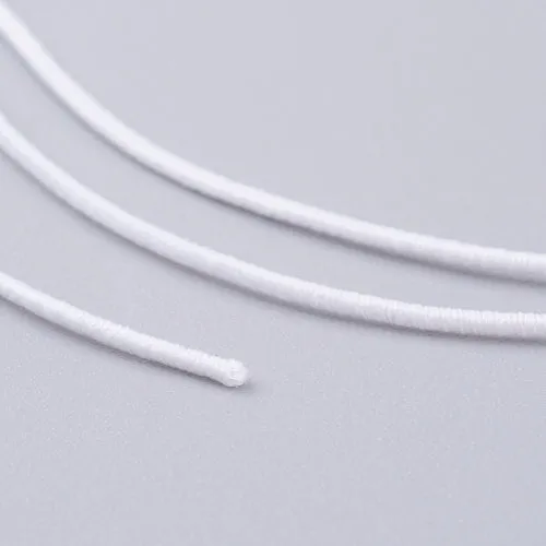 Elastic Cord, Round, White, 1mm