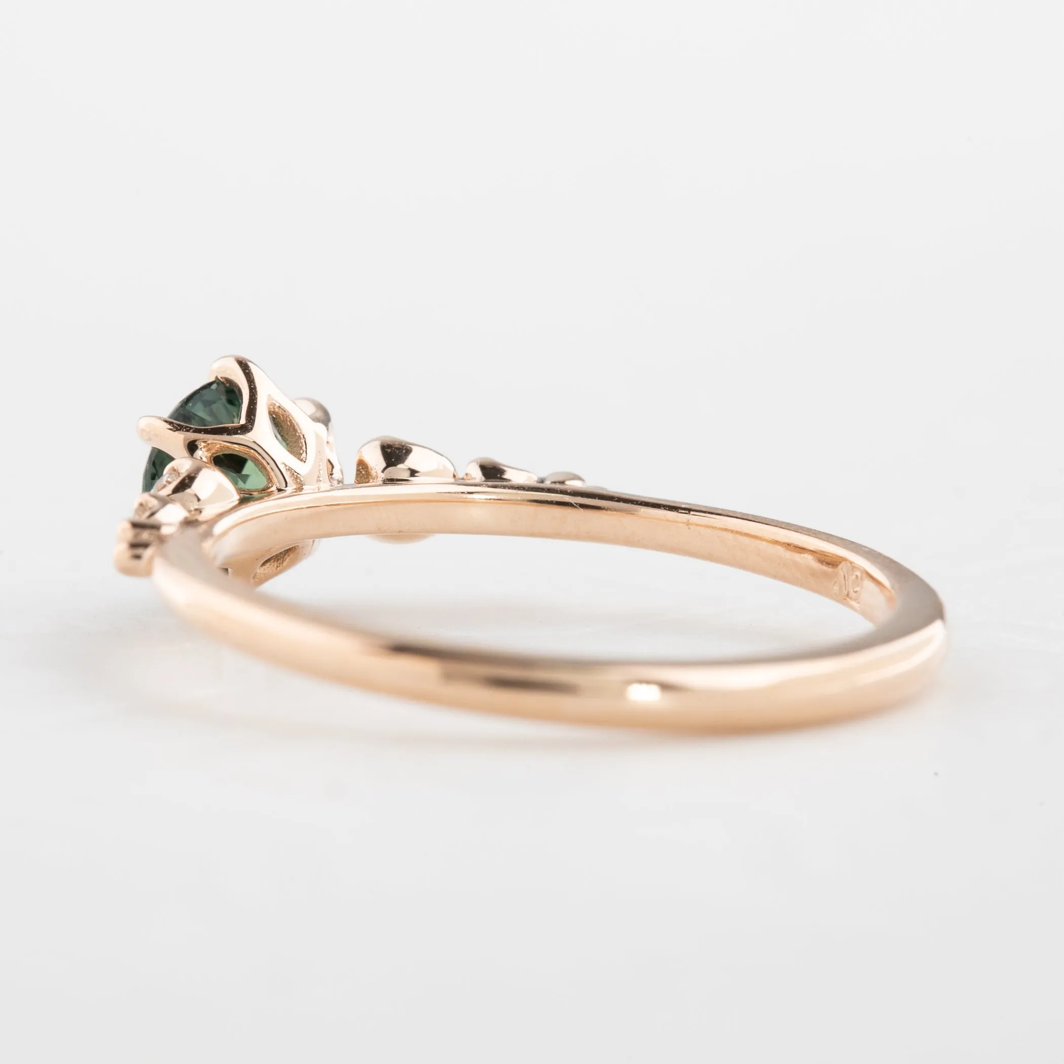 Estel Fleur Ring 0.81ct Green Queensland Sapphire, 14k Rose Gold (One of a kind)