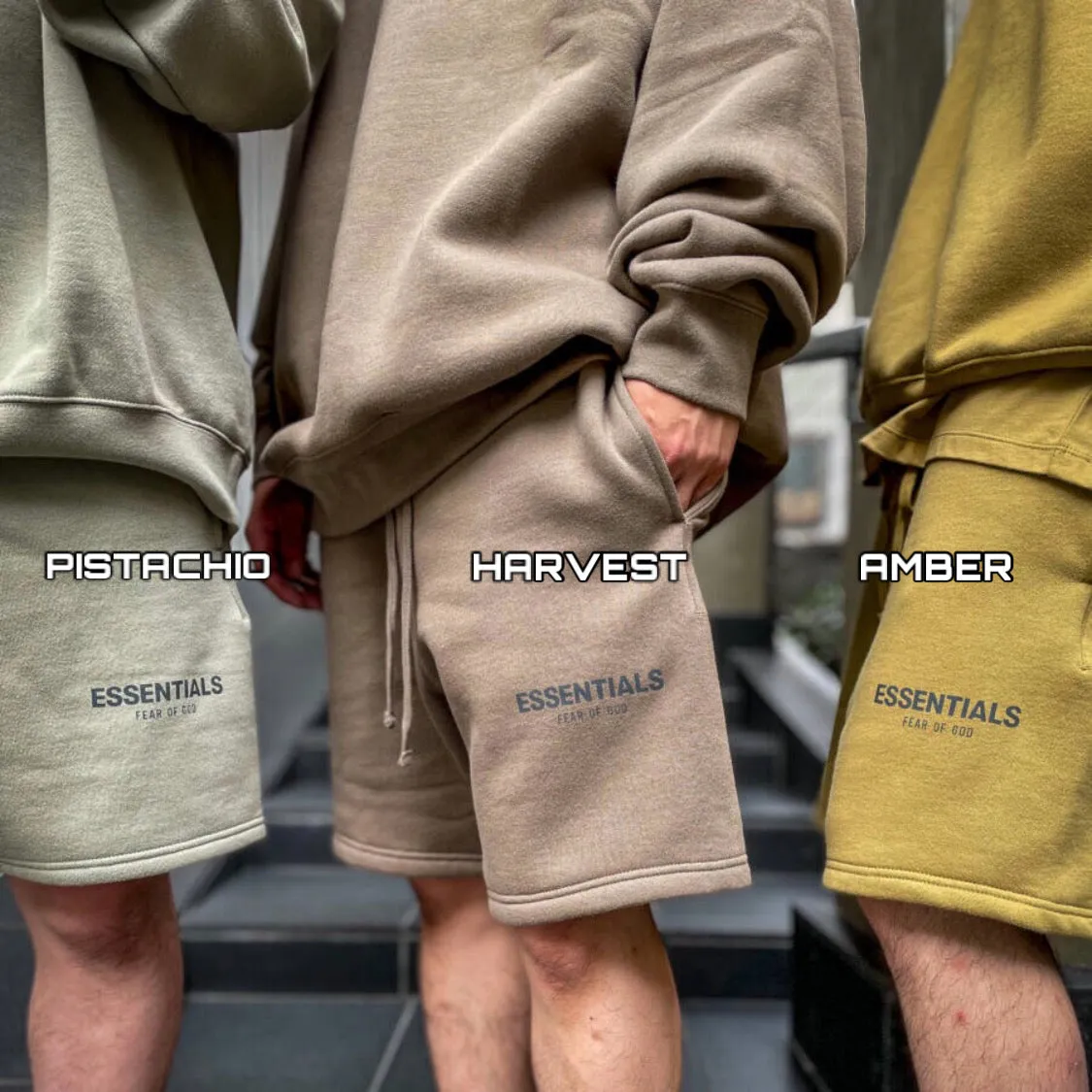 FEAR OF GOD Essentials 3M Reflective Logo Sweat Shorts Harvest