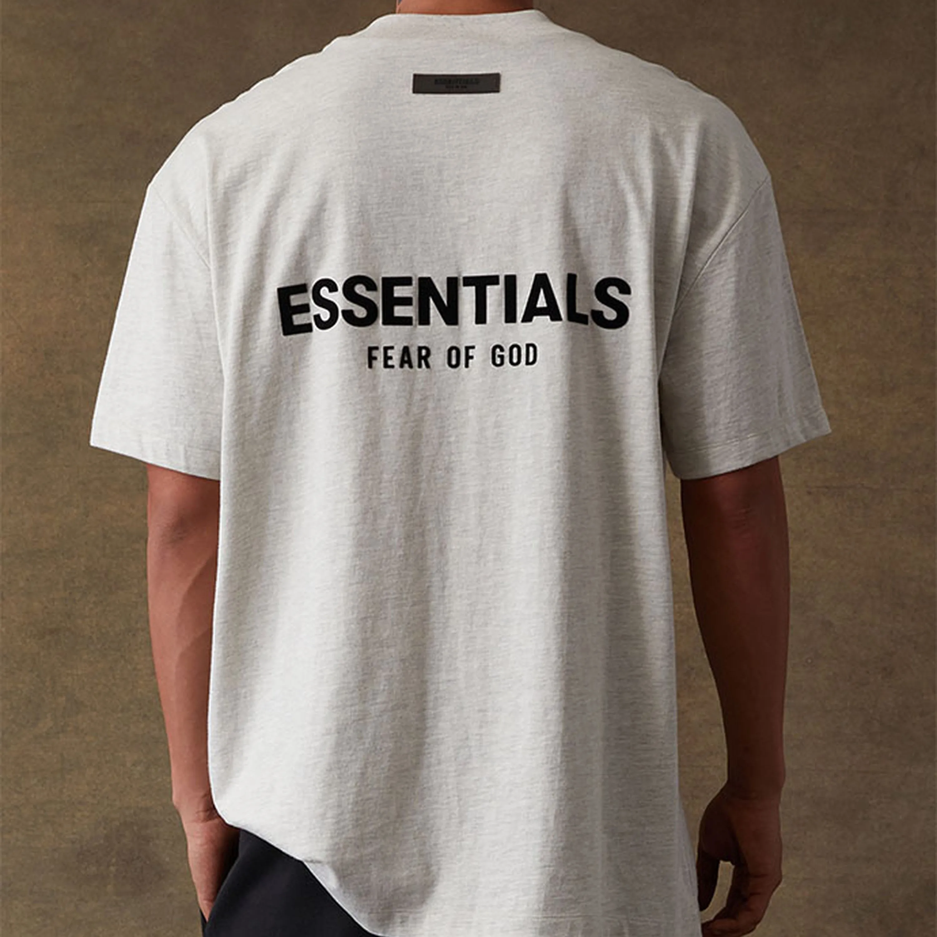 Fear of God Essentials Felt Logo Tee Light Oatmeal