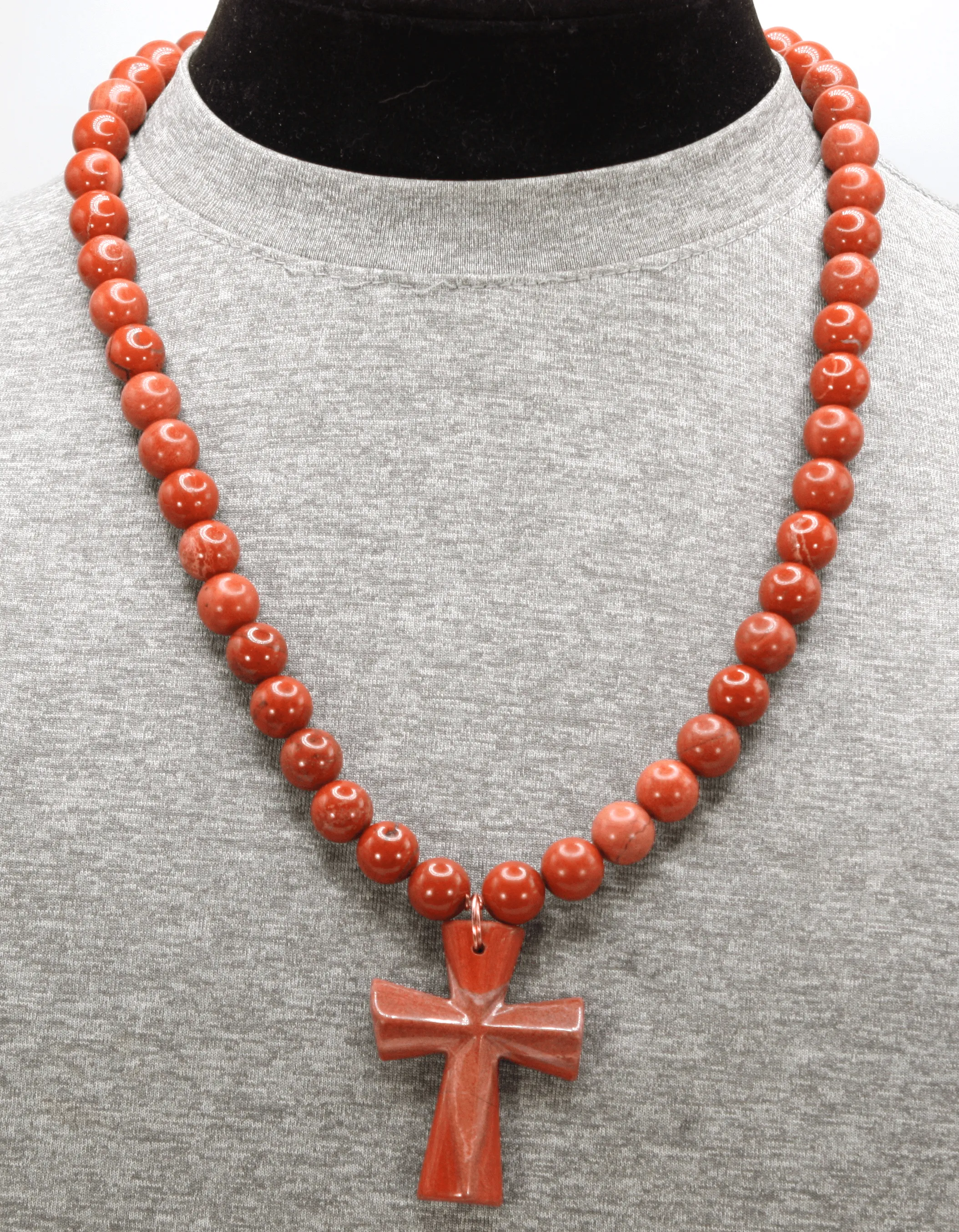 Genuine Red Jasper Necklace with Red Jasper Cross - Gift for Men/Woman - Spiritual Accessories - Religious Symbol