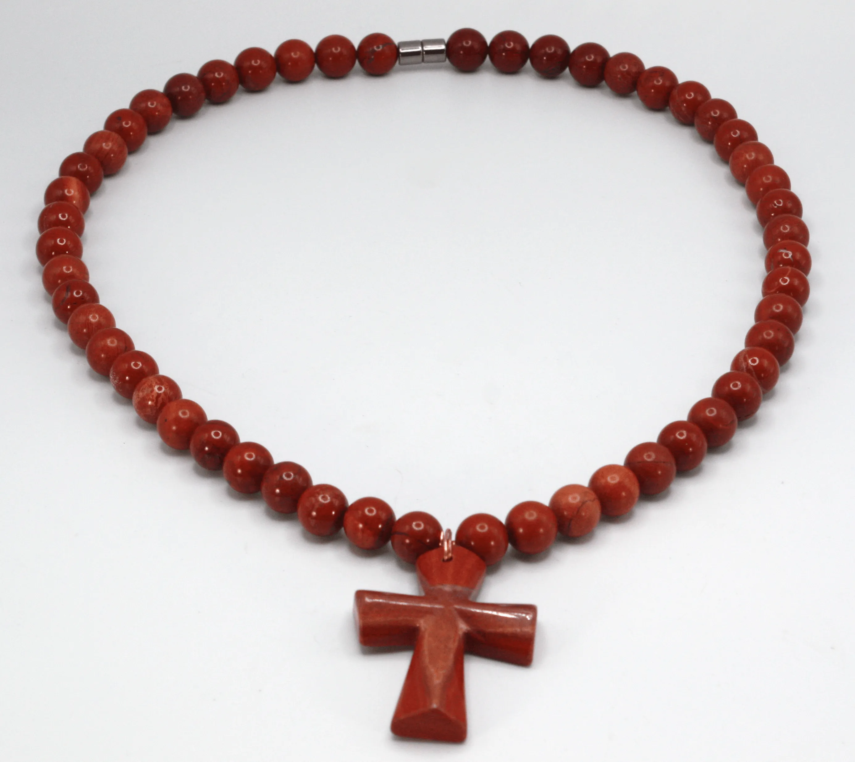 Genuine Red Jasper Necklace with Red Jasper Cross - Gift for Men/Woman - Spiritual Accessories - Religious Symbol