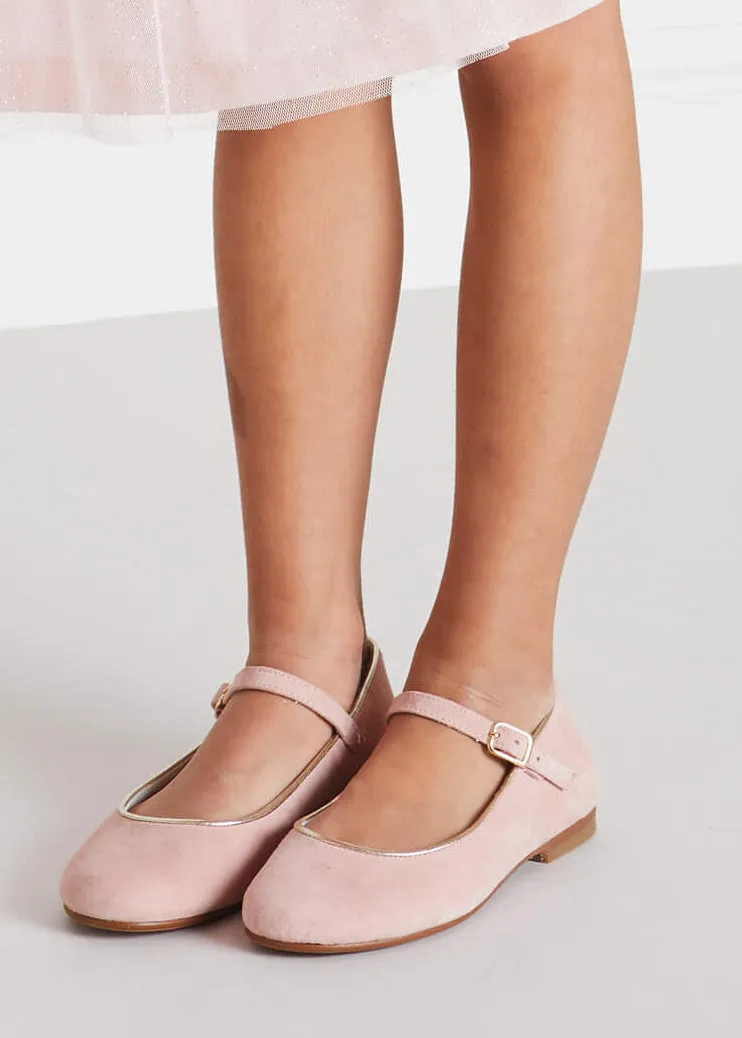 Girls Suede Pink Mary-Jane Shoes (24-34EU)