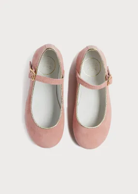 Girls Suede Pink Mary-Jane Shoes (24-34EU)