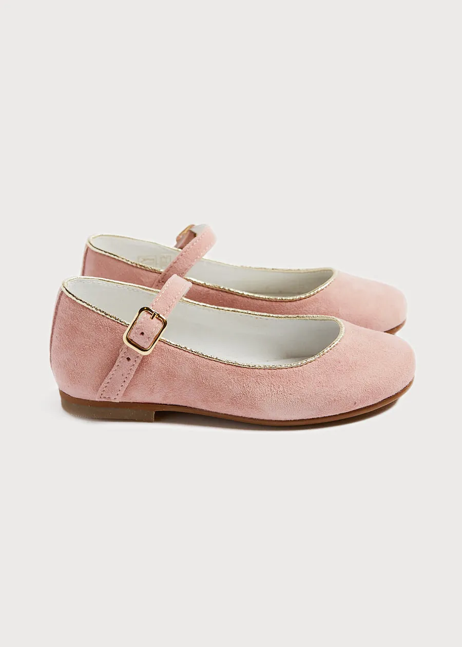 Girls Suede Pink Mary-Jane Shoes (24-34EU)