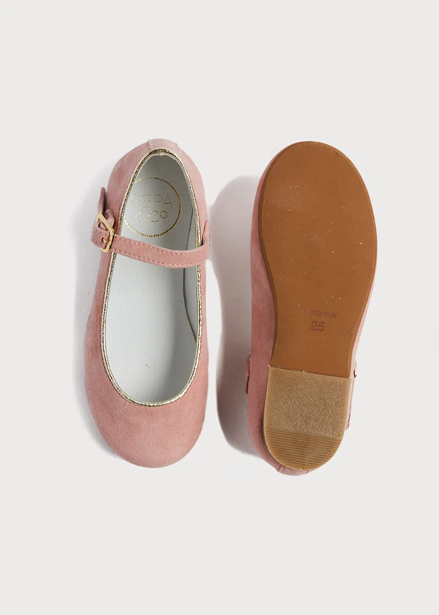 Girls Suede Pink Mary-Jane Shoes (24-34EU)