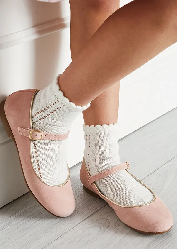 Girls Suede Pink Mary-Jane Shoes (24-34EU)